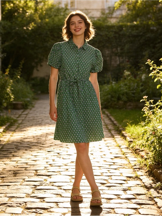 J. Crew Dresses & Skirts - J. Crew Green Floral Tie-Waist Mini Dress